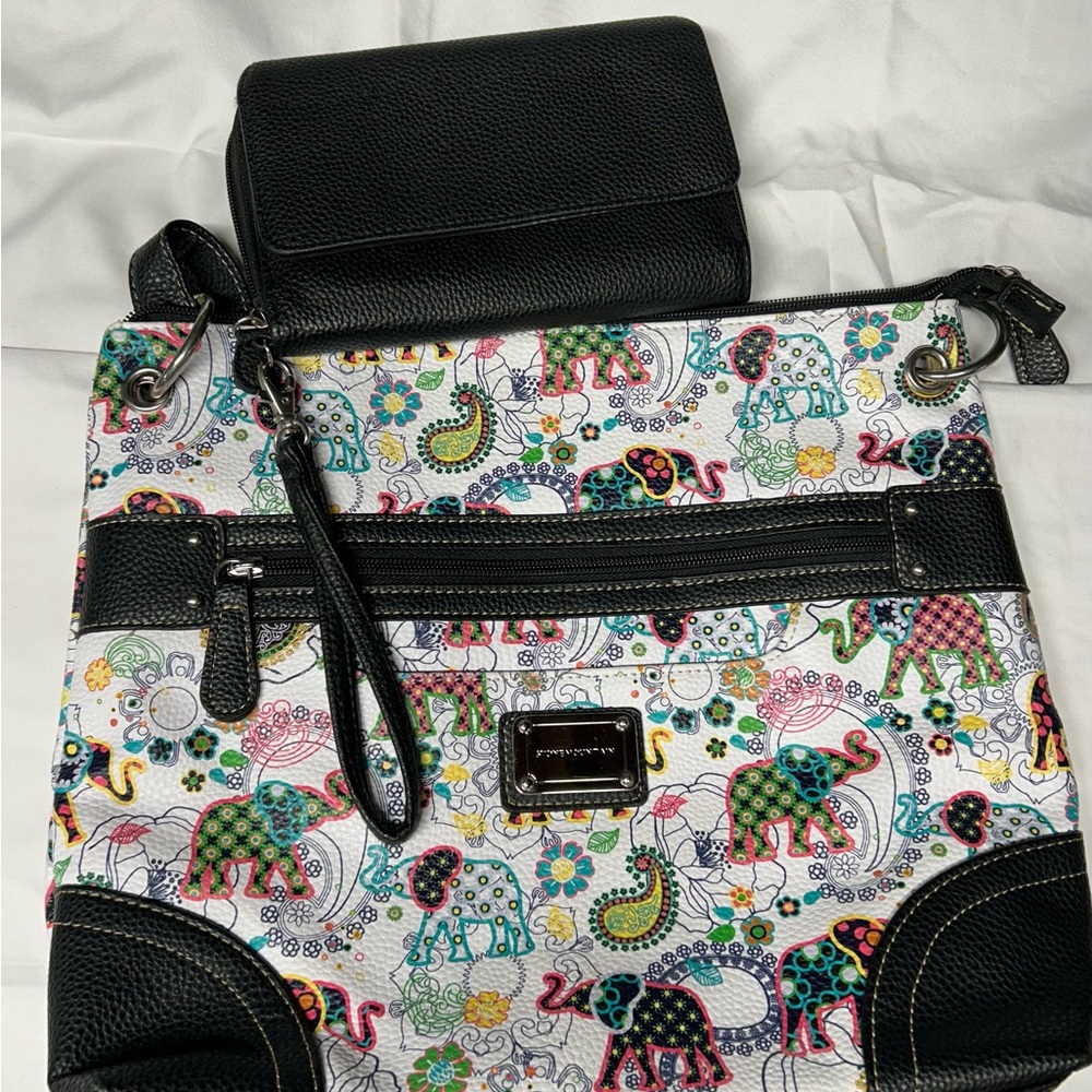 Stone Mountain Pebbled Leather Cross body Elephant Paisley Print